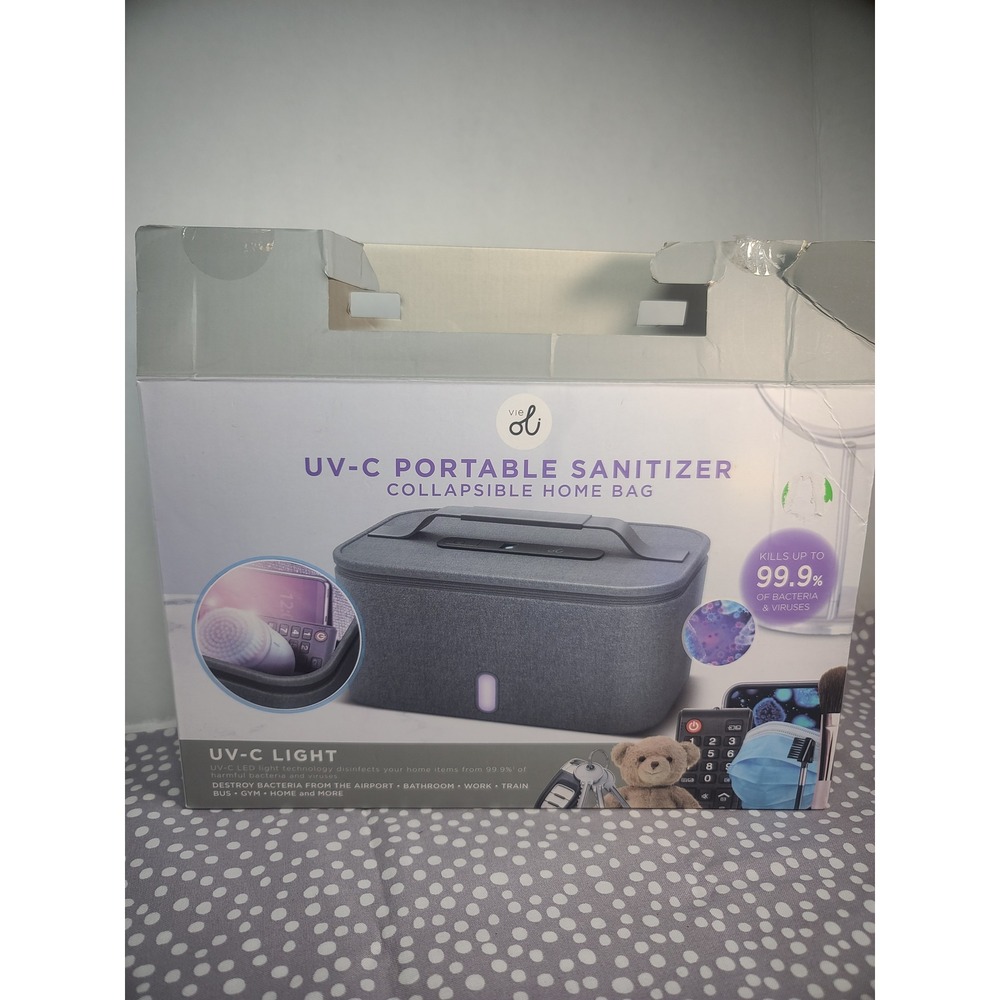 Vie Oli UV-C Portable Sanitizer Collapsible Home Bag Gray UV Light Box